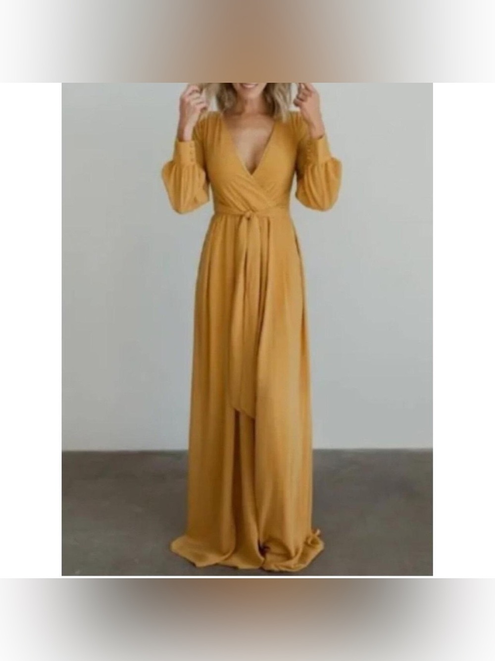 Baltic Born Lydia Maxi Dress Tall Formal Wedding NWT Size L mustard